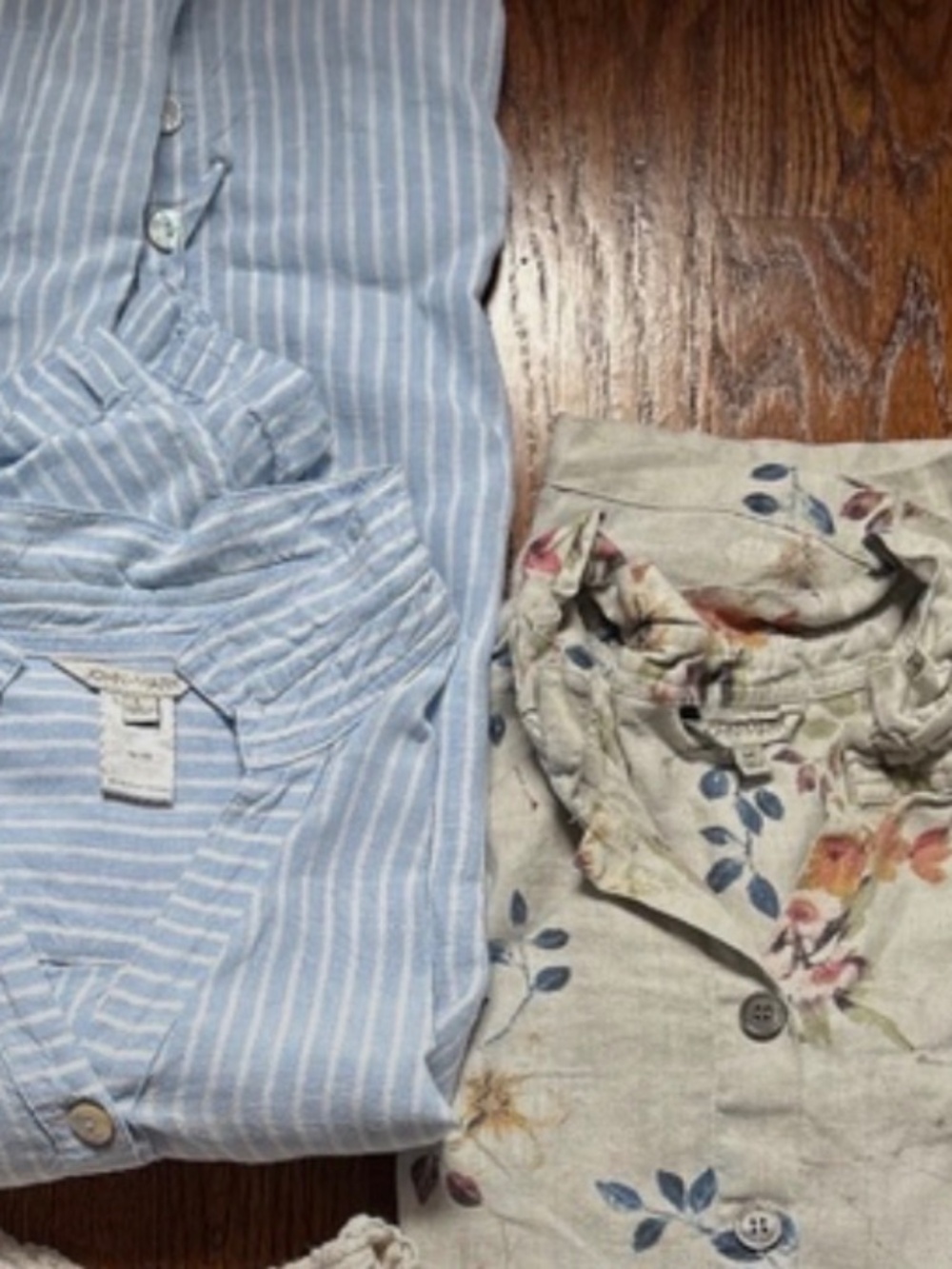 JOHN MARK Women Button Up Tunic Top 100% Linen Floral Long Sleeve bundle lot